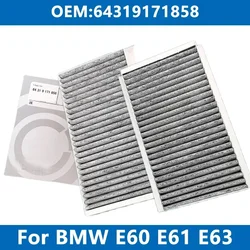 2Pcs Car Conditioner Cabin Air Filter 64319171858 For BMW E60 E61 E63 Touring 520d 520i 523 525xi Xdrive 525xd 530 535 630 645ci