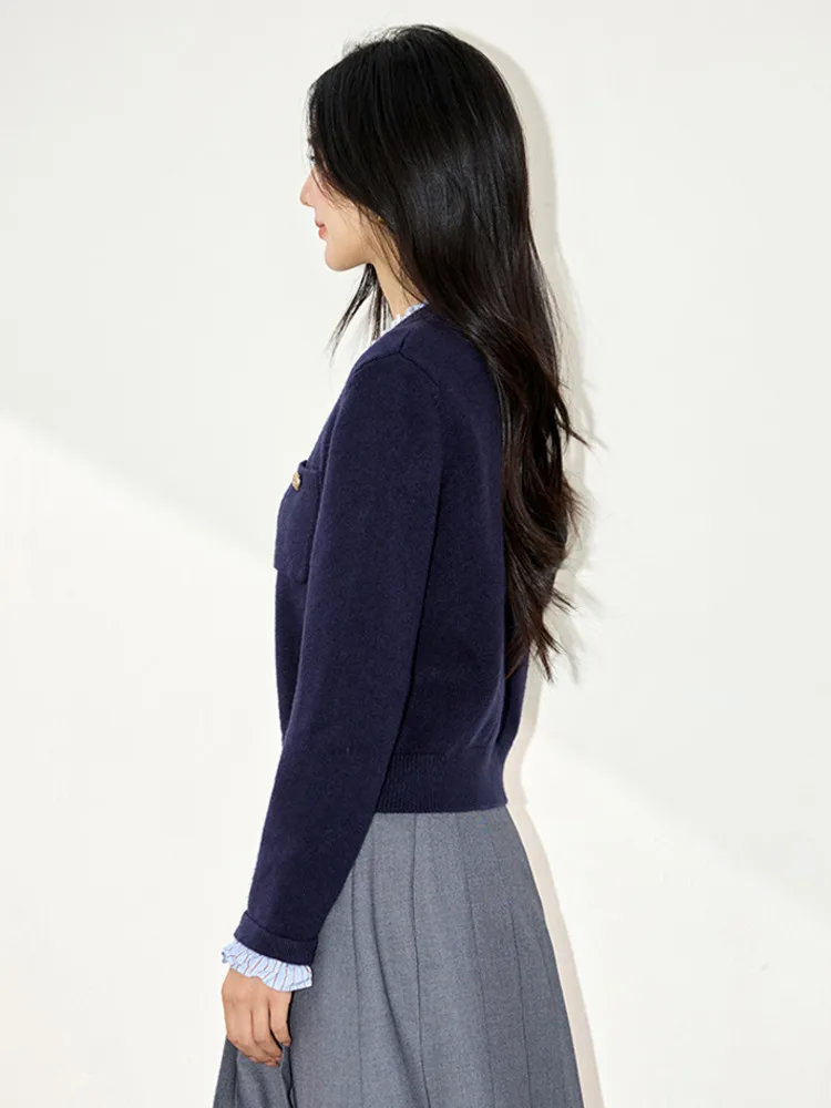 Осень 2022, французский шикарный ленивый высококачественный свитер, топы для женщин, искусственный двухсекционный вязаный кардиган, корейская мода, повседневный Pull Femme