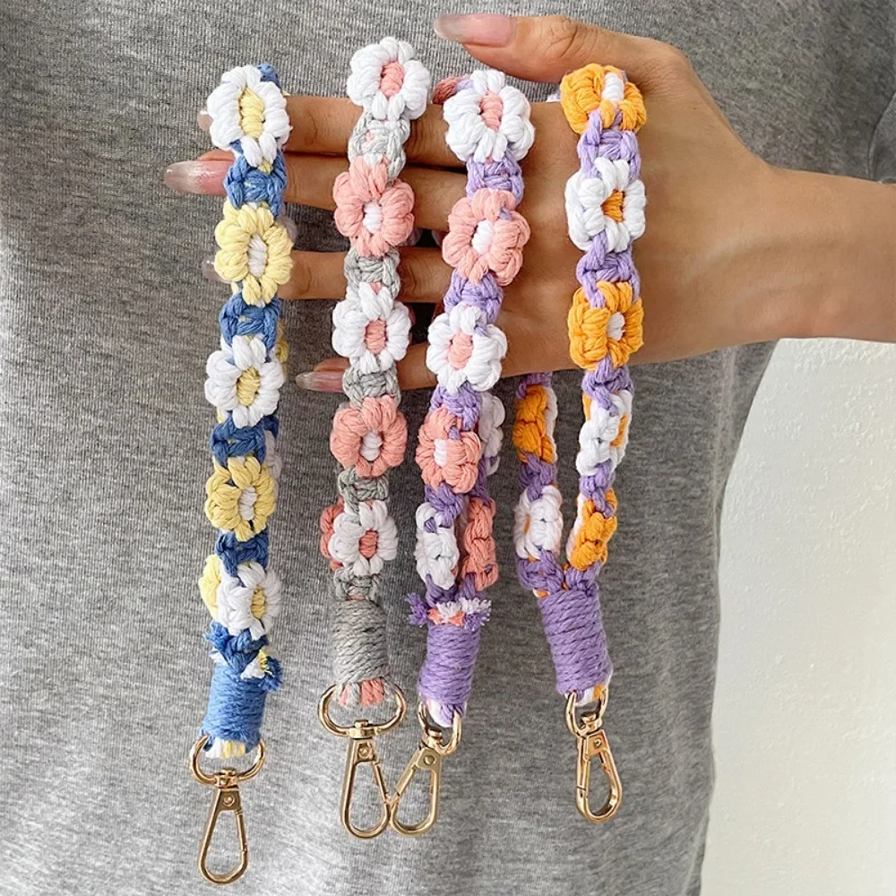 

Красочная тканая цветочная веревка для мобильного телефона, подвесной ремешок на запястье, универсальный маленький креативный свежий стиль, подарки друзьям