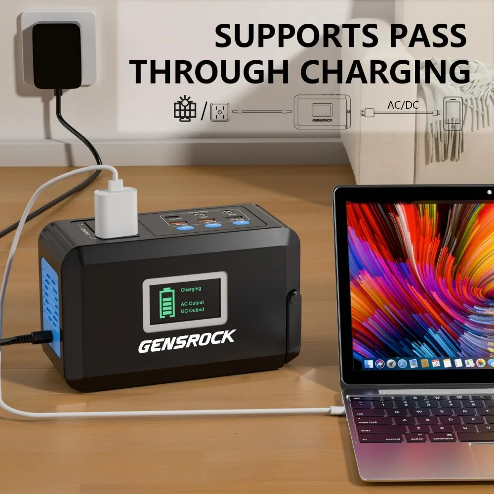 محطة طاقة محمولة 120 وات 88 وات في الساعة مولد طاقة شمسية مع منافذ تيار متردد، USB-C، QC3.0 للتخييم والسفر في حالات الطوارئ #4