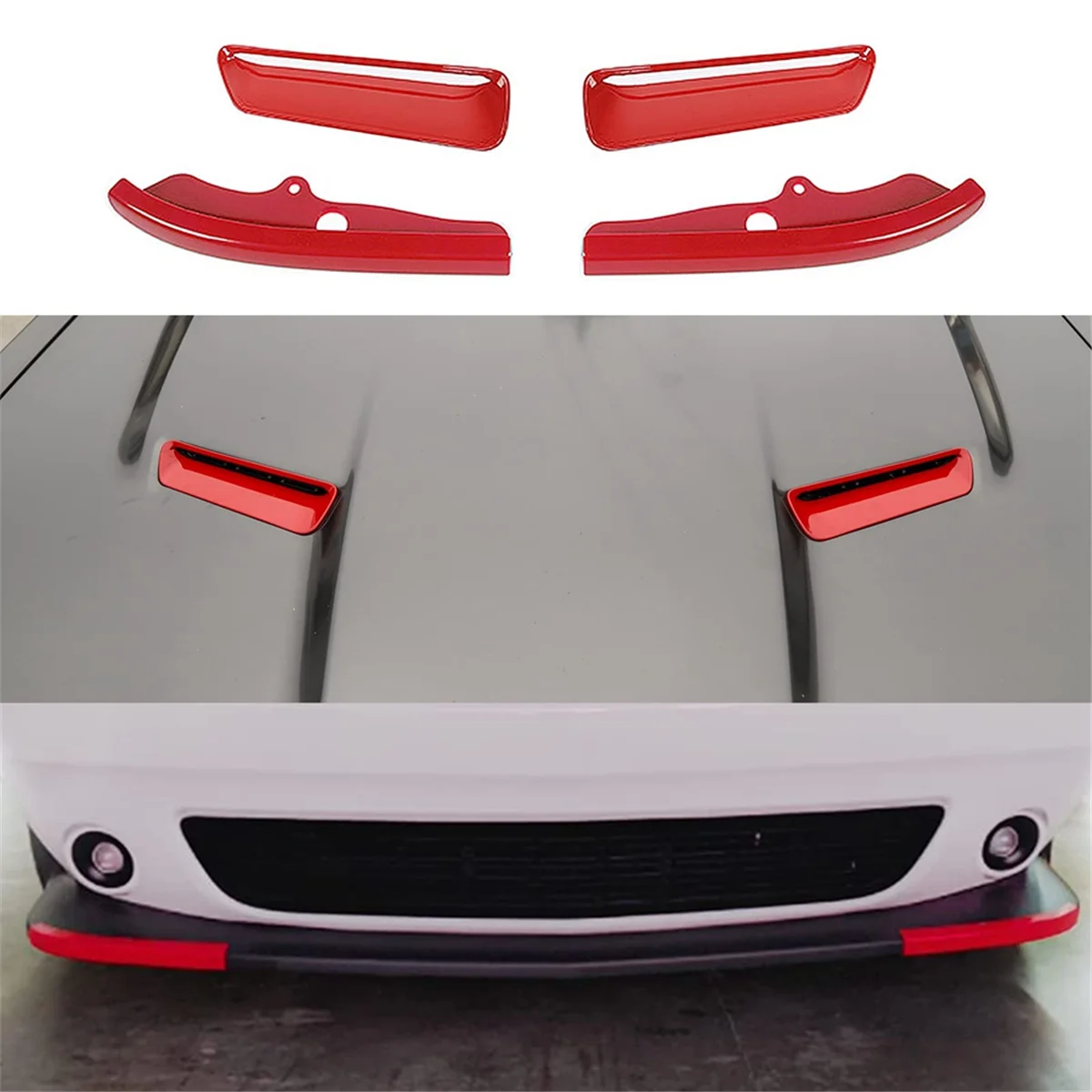 Hood Air Outlet Front Bumper Lip Splitter Protector Cover Trim for Dodge Challenger 2015-2024 Accessories,C