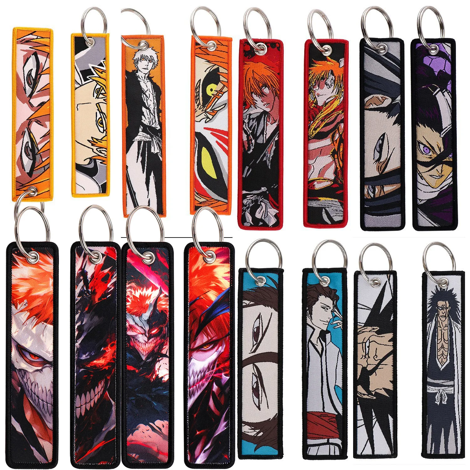 Llaveros Bordados de Anime BLEACH, Llaveros Geniales para Mujeres y Hombres, Llavero para Coche, Accesorios de Cosplay, Juguetes, Regalo