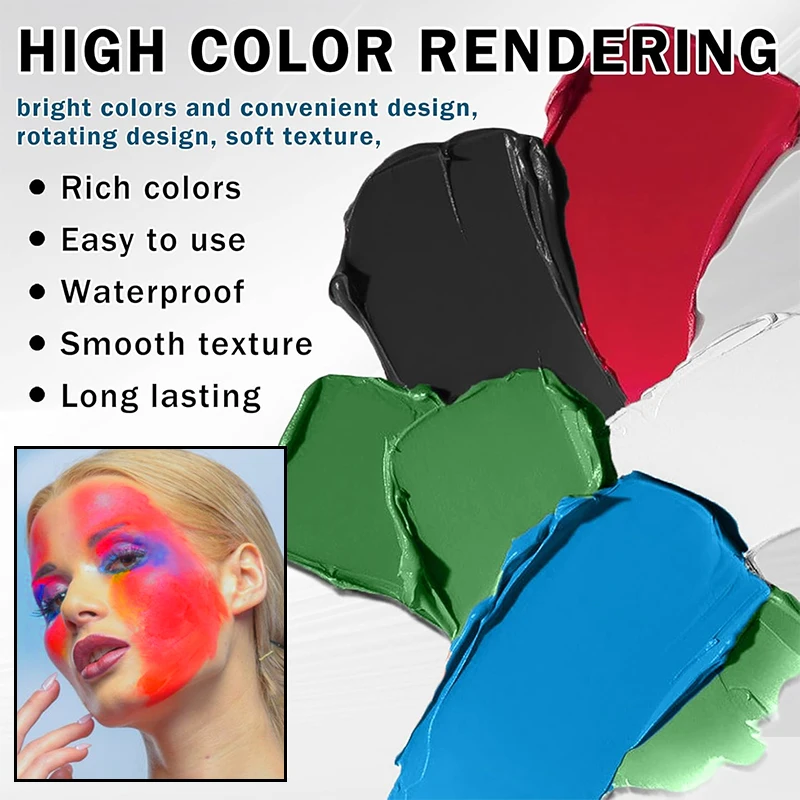 ハロウィンファンデーションクリームコスプレホワイトコンシーラーメイクアップボディペイントスティックパーティー長持ち非毒性油性フェイスメイクアップ