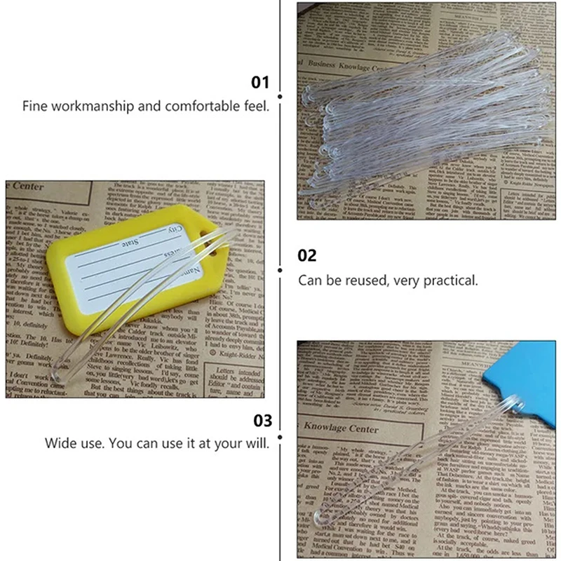 50 قطعة من علامات السفر، حلقات حقيبة بلاستيكية شفافة للأمتعة، حامل حزام الهوية، ملحقات السفر المحمولة #5