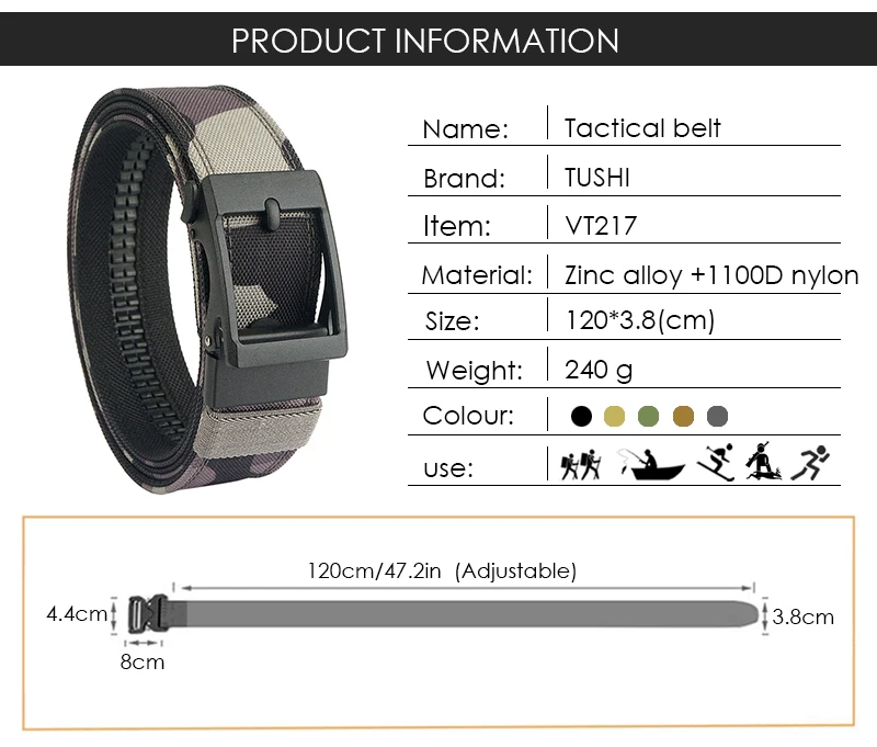 VATLTY neuer harter taktischer gürtel für männer metall automatische schnalle ipsc pistolen gürtel 1100d nylon militär gürtel outdoor sport gürtel männlich – Detail 2