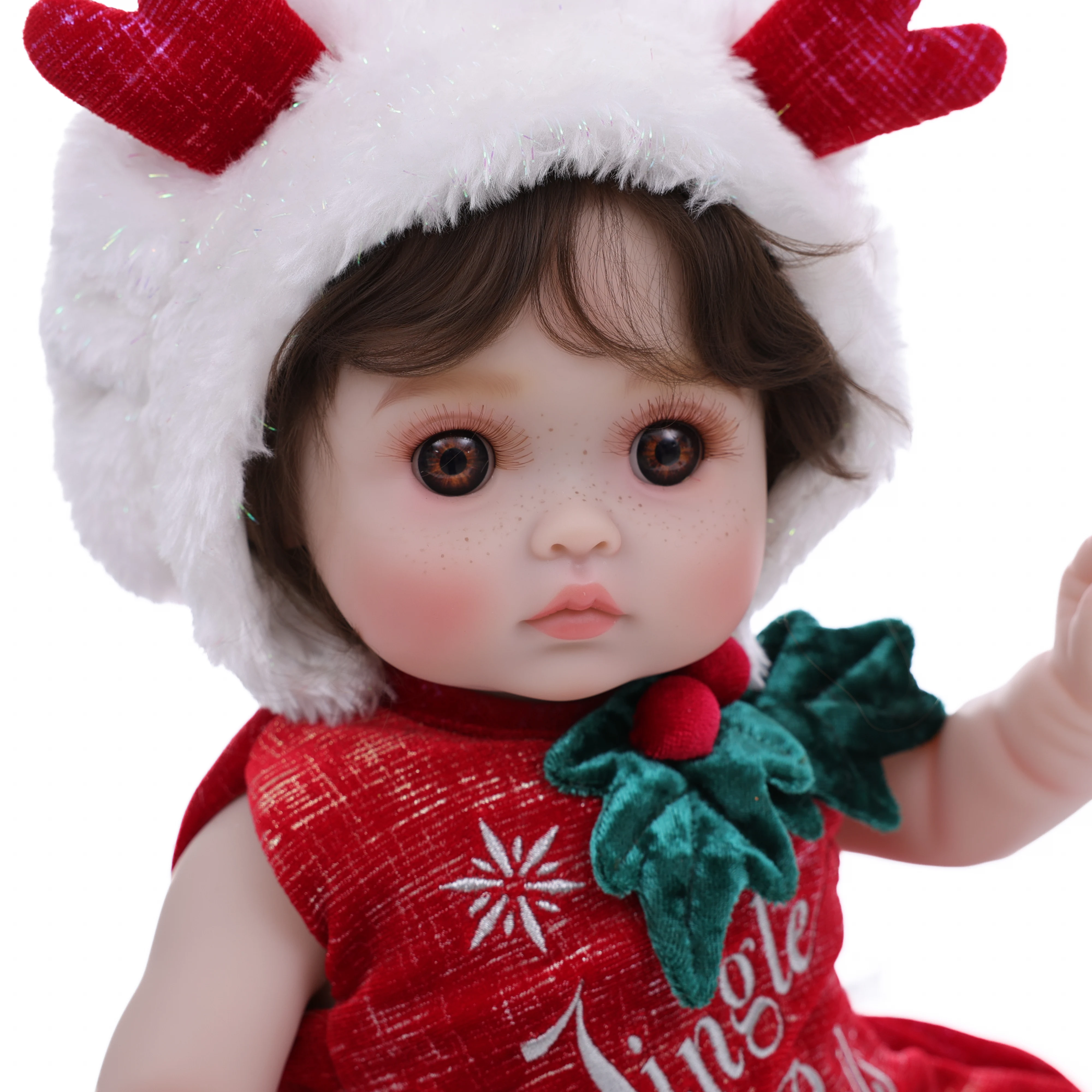Navidad nuevo trébolay 18 pulgadas cuerpo completo vinilo realista Reborn Baby Doll Original realista ciervo felpa conjunto vinilo muñeca chico regalo