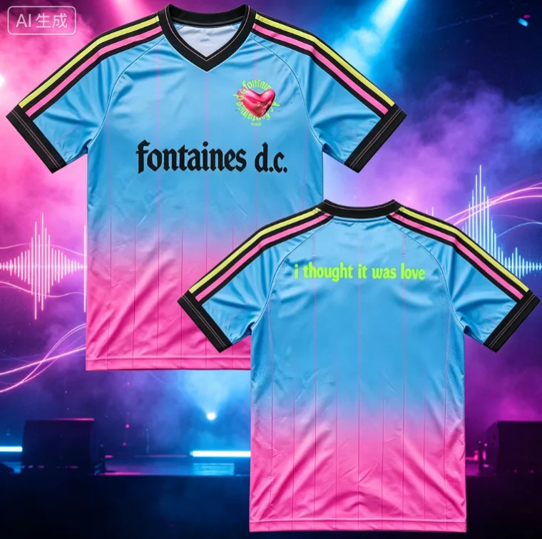 27 Fontaines D.C. Band V Neck Jersey Summer Fashion New Breathable Quick Dry Soccer Shirt Men High Street Short Sleeve Loose Tee