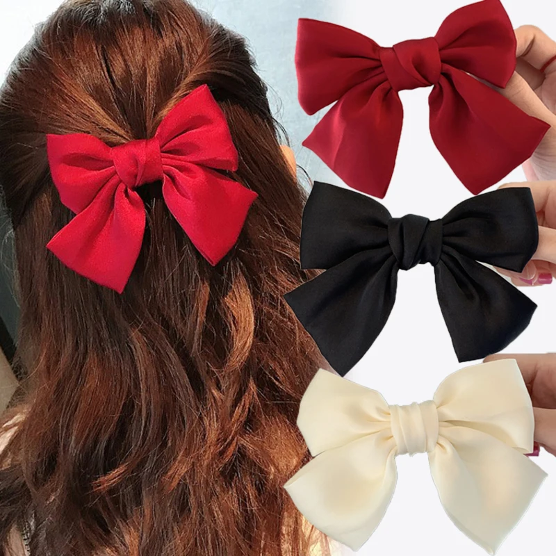 Women Chiffon Big Bowknot Hair Clips Ribbon Hairpins Scrunchies Barrettes Bows Headband Hairclip Girls Hair Accessories