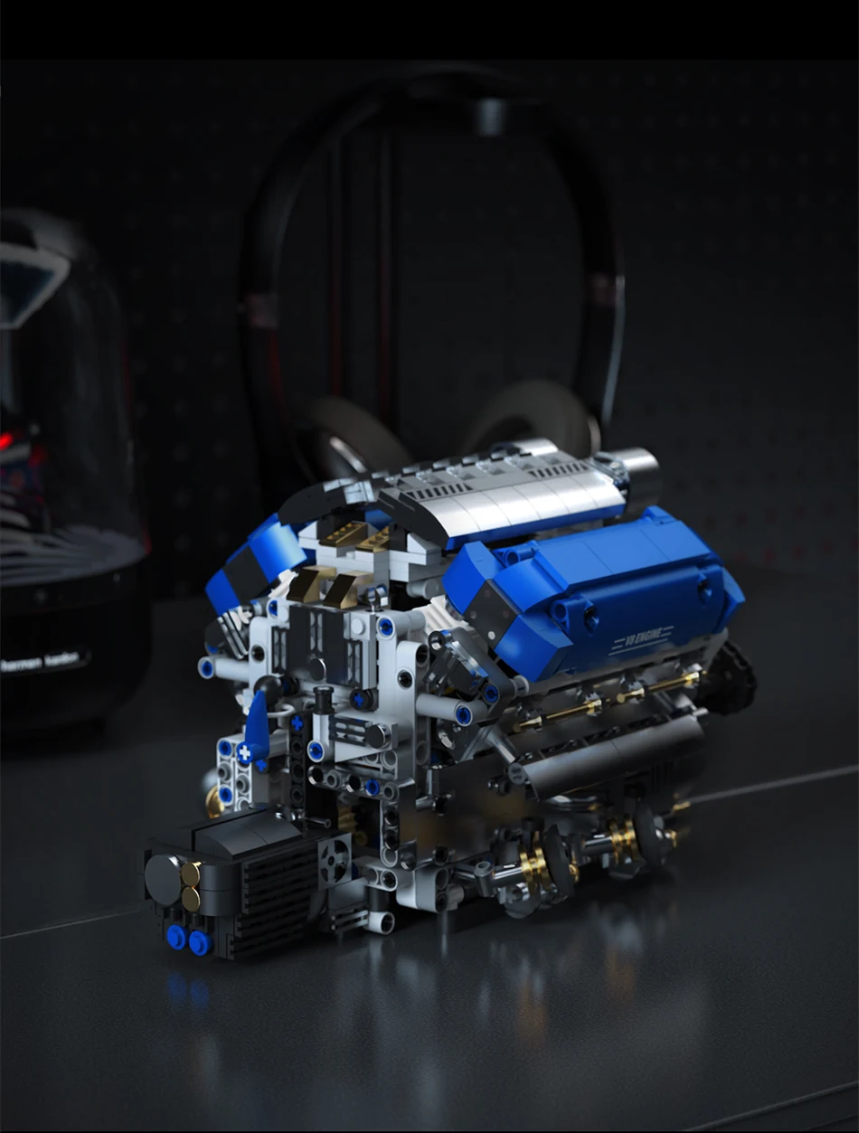 Technical V8 Electrice Driven Engine Building Blocks Simulation Supercar Engine MOC Bricks Science Education Toys Birthday Gift