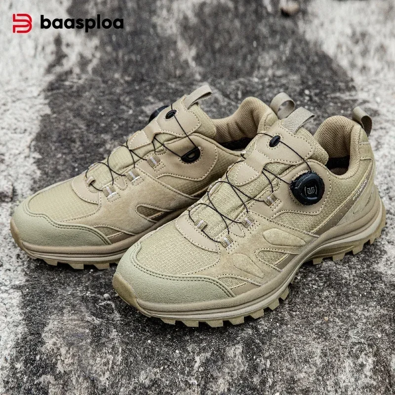 Baasploa Men Hiking Shoes Non-Slip Wear Resistant Outdoor Climbing Walking Shoes for Men Comfort Inner Cotton Outdoor Sneakers