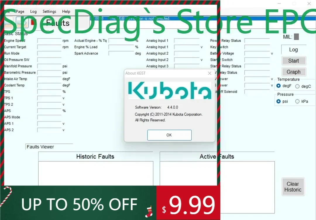 

ИНСТРУМЕНТ СЕРВИСА SpecDiag KUBOTA GASO-LINE 4.4.0+keygen