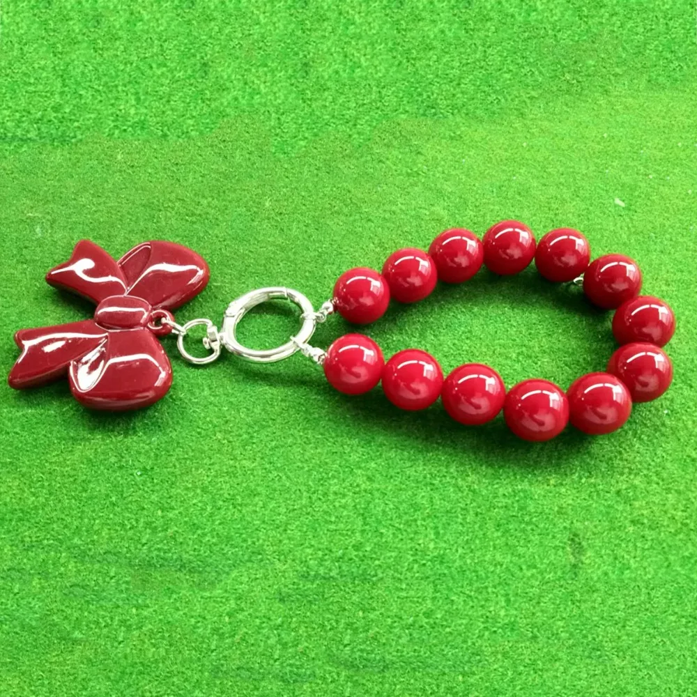 

Милый акриловый ремешок для телефона с бантом, дизайн, брелок из бисера, кулон, цепочка, подарок для девочек