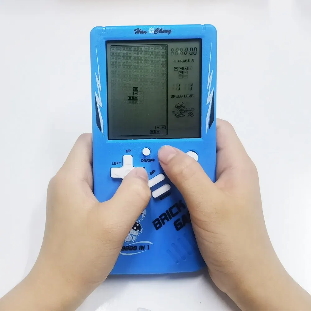 Classic Electronic Game Retro Puzzle Toy Blue Large Screen Handheld Game Console Toys For Children