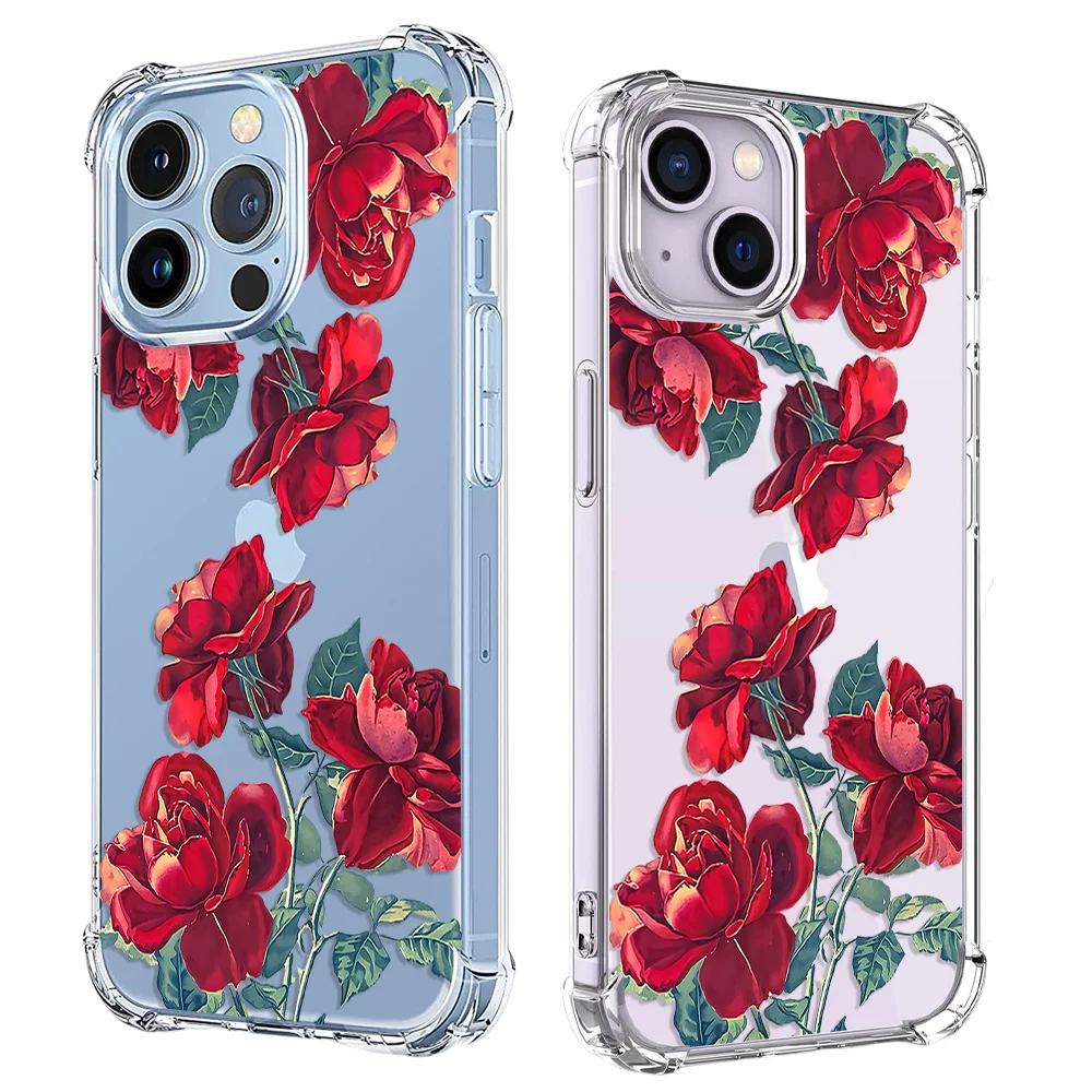 Phone Case For Xiaomi Mi 10 10S 10T 11 11T 12S 12T 13 Pro Lite Poco C40 M3 X3 M4 M5 Bright Red Rose Tulip Soft Clear TPU Cover