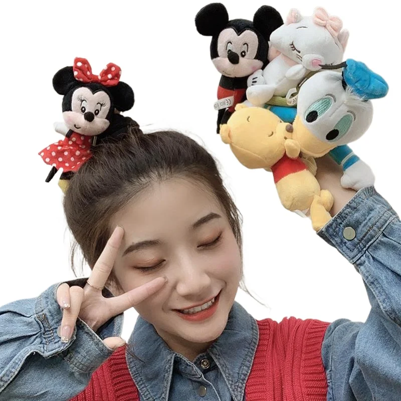 

Disney Mickey and Donald Duck cartoon plush toys cute hair tie creative Kawaii girls hairband hair accessory gift wholesale