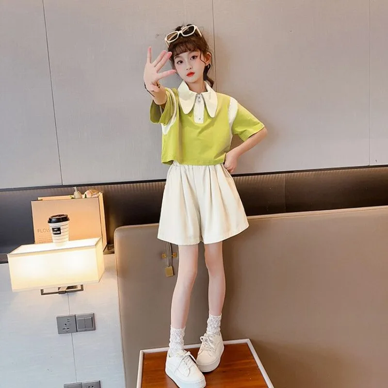 

Children's Outdoor Clothes Top Bottom Sets Girls Fashion 11 12 Years Clothing Korean 2025 Stylish Suit for Girl Kids Summer Set