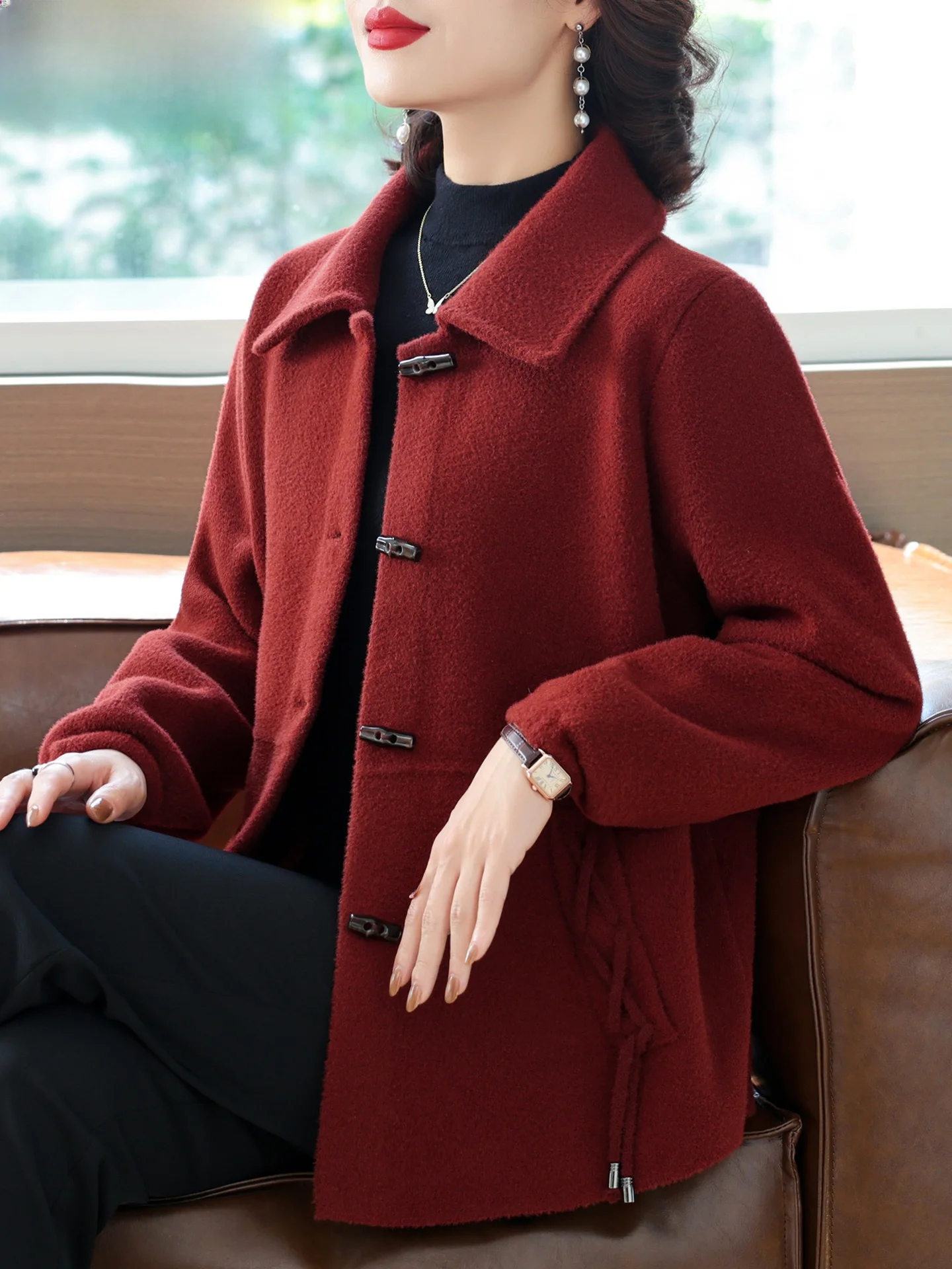 

Теплое шерстяное пальто-свитер для женщин: модная зимняя верхняя одежда приталенного кроя для женщин среднего и старшего возраста, для свадеб и банкетов