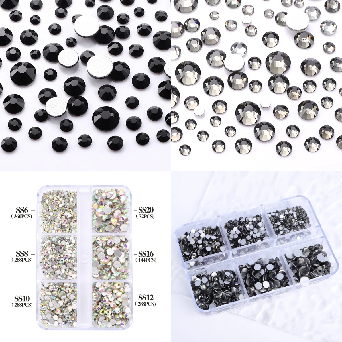 

1440Pcs/Box SS6-SS20 Mix Size High Quality Glass Rhinestone Crystal Flatback Glitter Stone Nail Art Accessories DIY Decoration