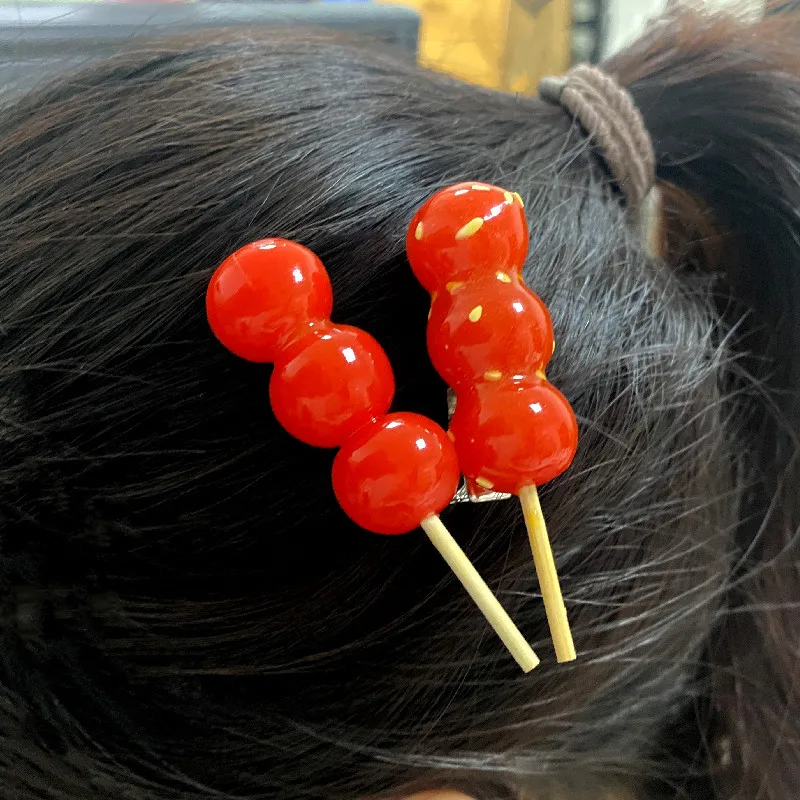 Creative Simulation Food Candied Haws On A Stick Hair String Clip Hawthorn String Head With Decorative Student Gift Props