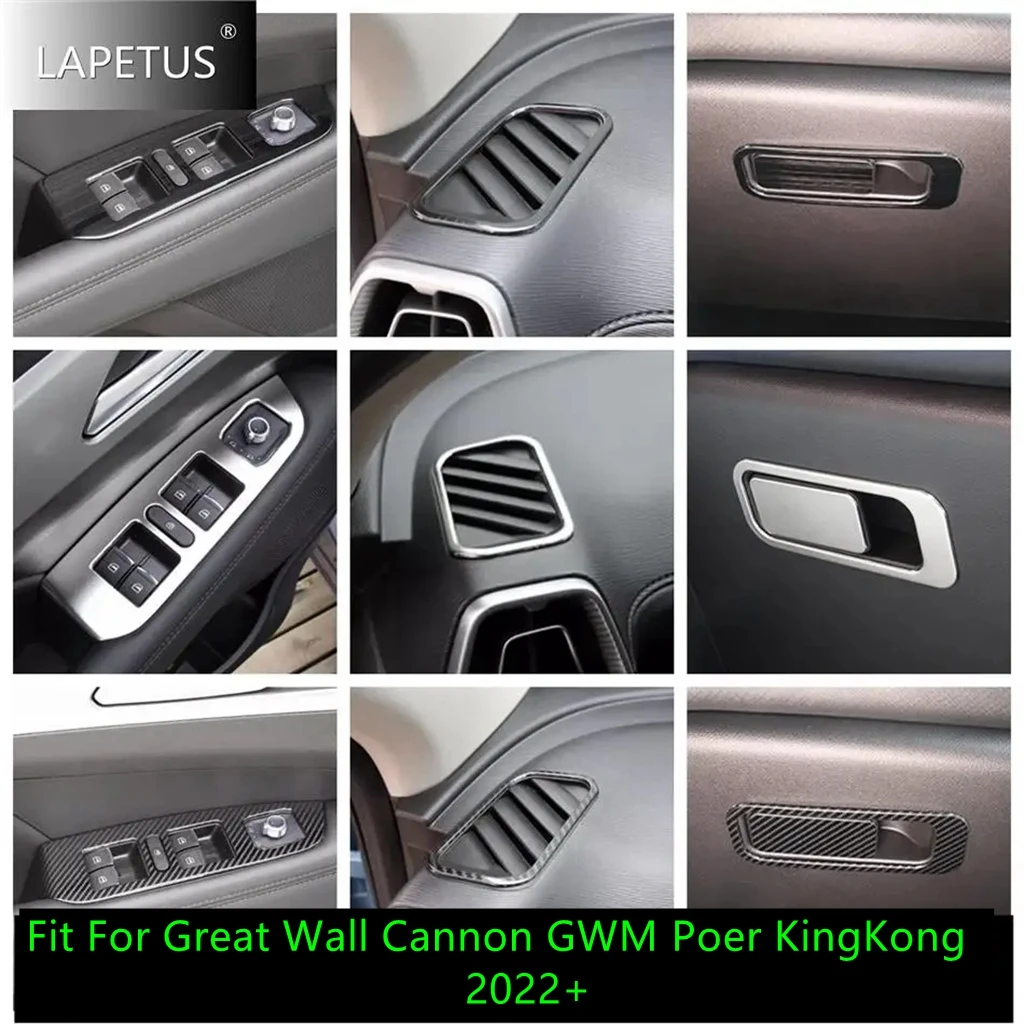 

For Great Wall Cannon GWM Poer KingKong 2022 2023 Window Lift Panel / Dashboard Air AC Vents / Glove Box Cover Trim Accessories