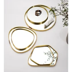 New Light Luxury Mirror StorageTray Home Decoration Desktop Storage Tray Multilateral Geometric Tray Living Room Accessories