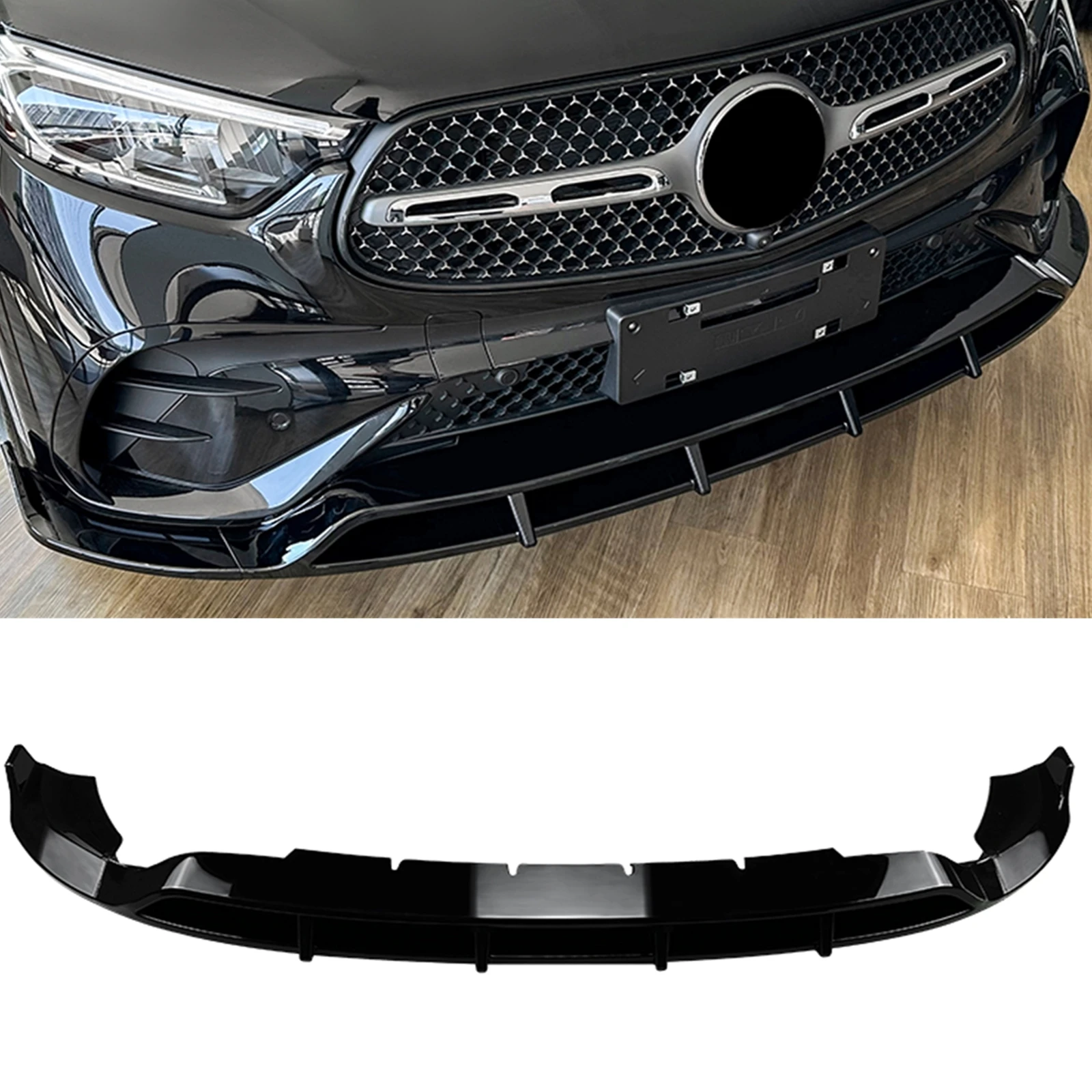 

For Mercedes Benz GLC Class X254 2023-UP GLC260 GLC300 AMG Front Bumper Spoiler Lip Gloss Black/Carbon Fiber Look Lower Splitter