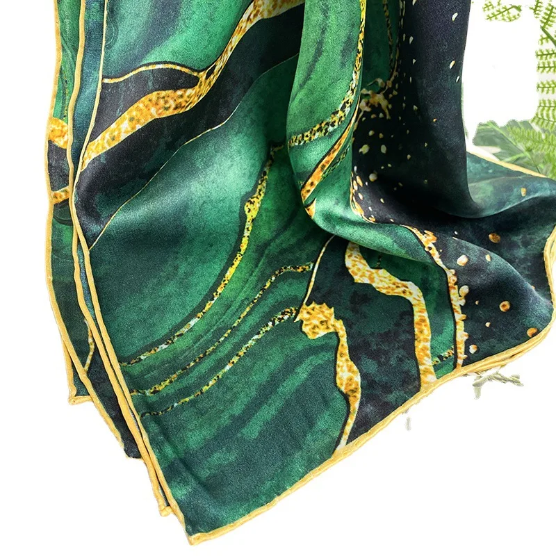 2022 100% Pure Silk Mulberry Silk Scarf Glazed Scenery Silk Scarf Female 110cm Noble and Elegant Square Scarf Shawl Wholesale