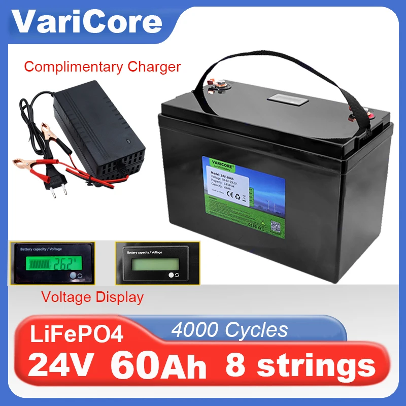 24V 100Ah 60Ah 8 string LiFePO4 Battery USB 3.0 Type-C Output for inverter Car lighter Lithium Batteries 29.2V Charger duty-free