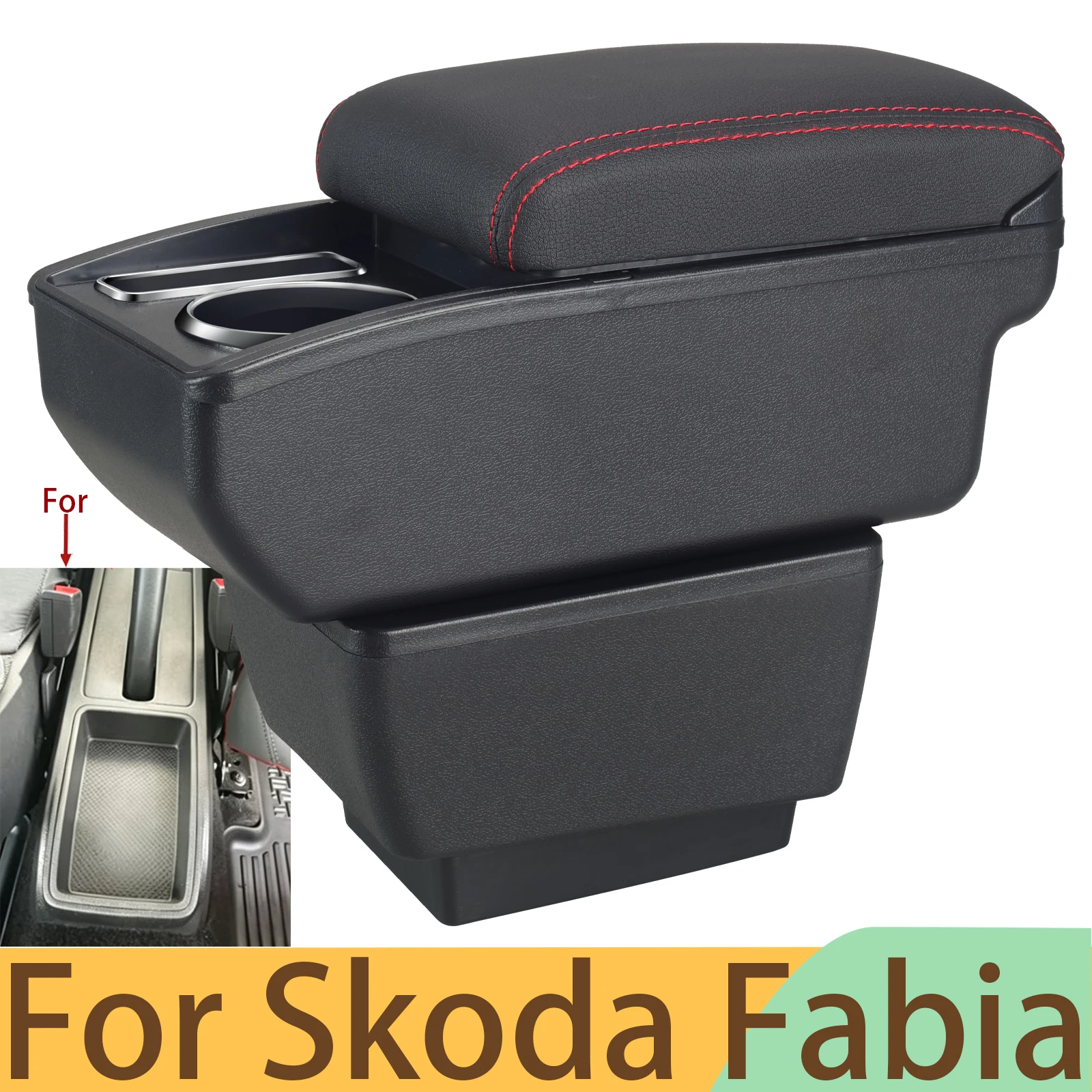 

For Skoda Fabia Armrest Box for Skoda Fabia 3 III 2015-2021 Car Armrest Retrofit Parts Storage Box Car Accessorie