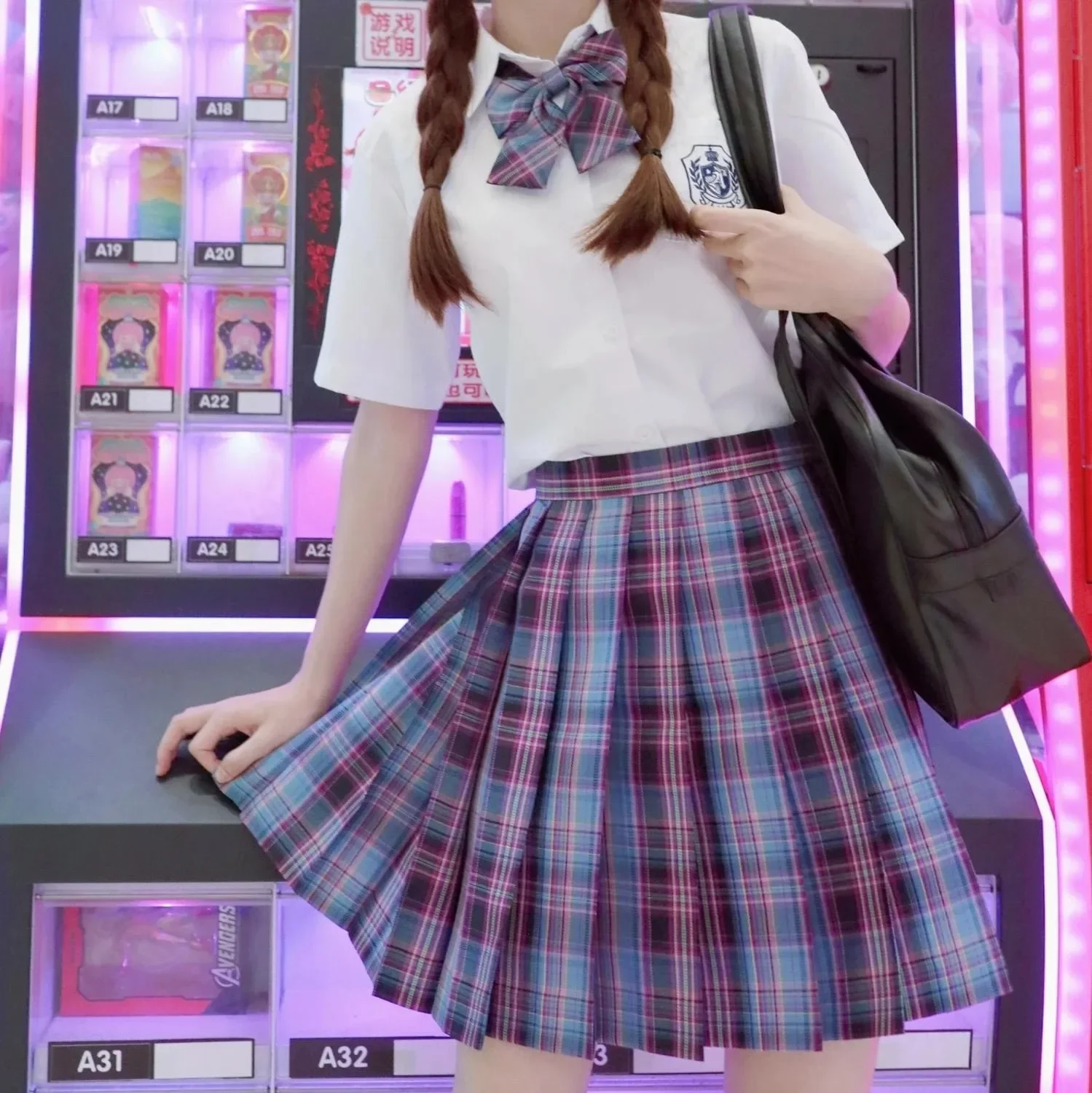 Gonna scozzese a pieghe cosplay gotica nera viola da donna Estate a vita alta Corea Harajuku Set mini gonne a trapezio sexy carine giapponesi