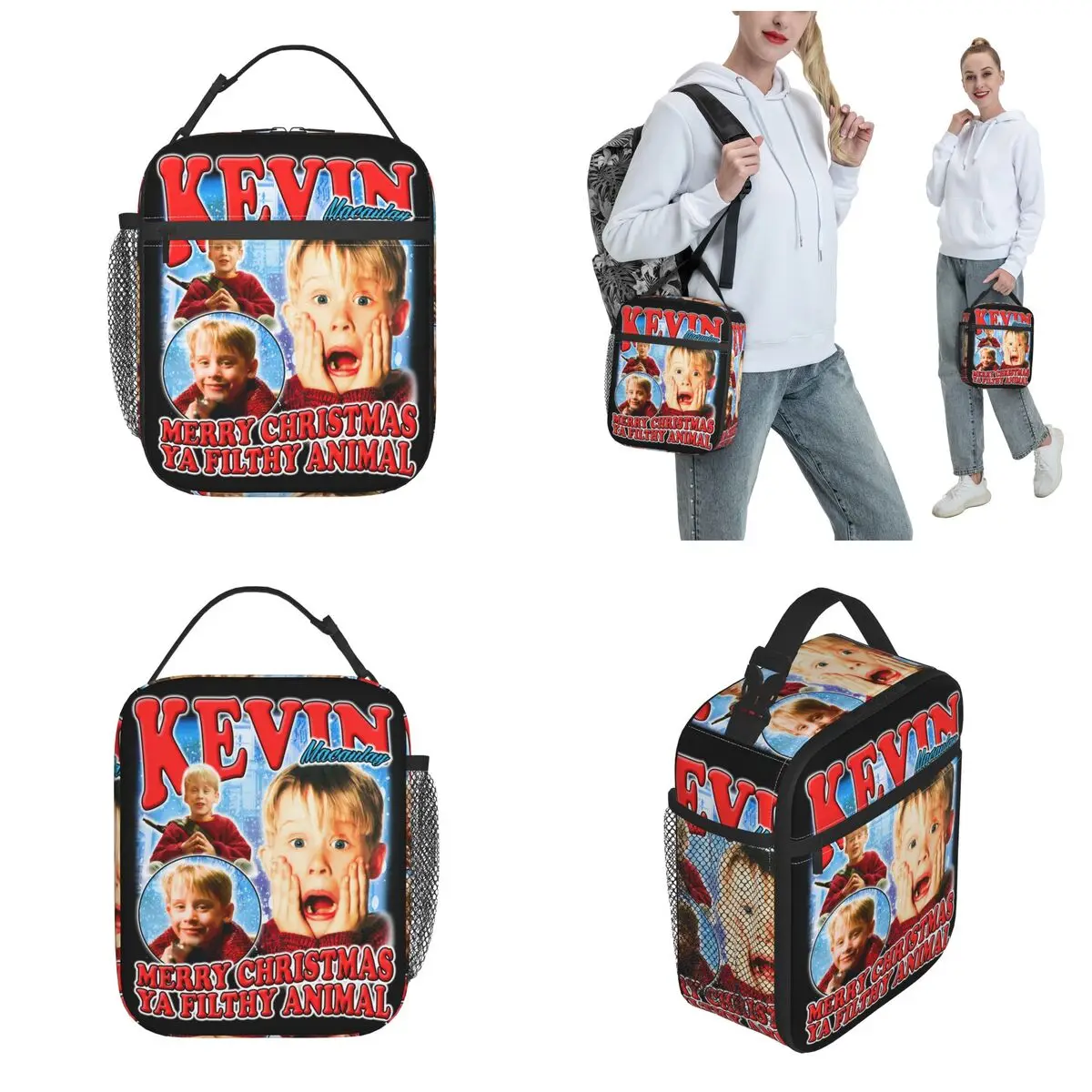 Home Alone Movie Kevin Macaulay Insulated Lunch Bag Portable Lunch Container Thermal Bag Tote Lunch Box Travel Bento Pouch