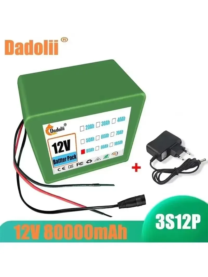 

High Capacity 12V 80Ah 3s12p Lithium Battery Pack for Tourist Car Solar Street Light Xenon Lamp Inverter 12.6V