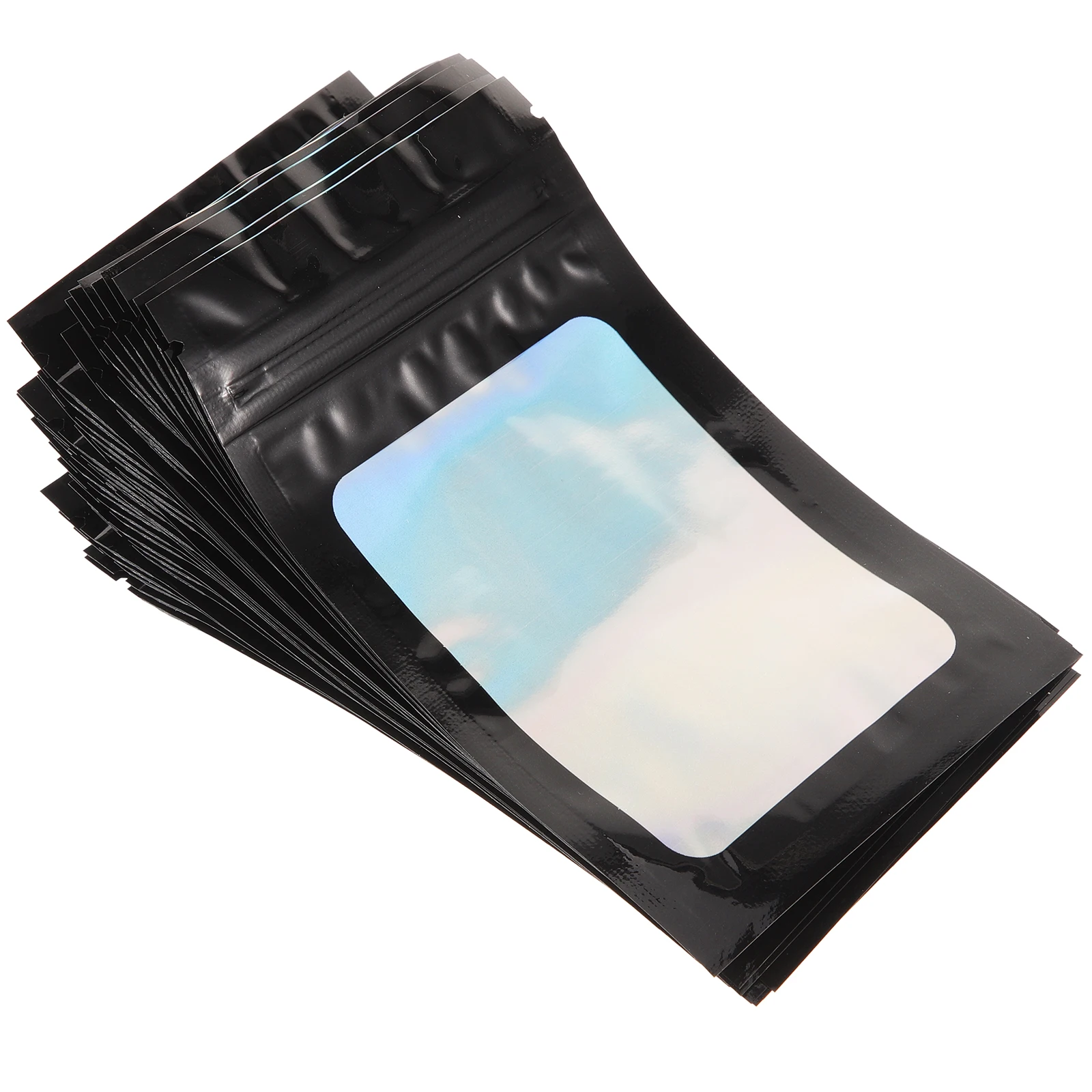 

100 Pcs Holographic Cookie Wrapping Bags 7 5x12 Black Sealed Storage Clear Biscuit Party Nougat Pouches Multifunction
