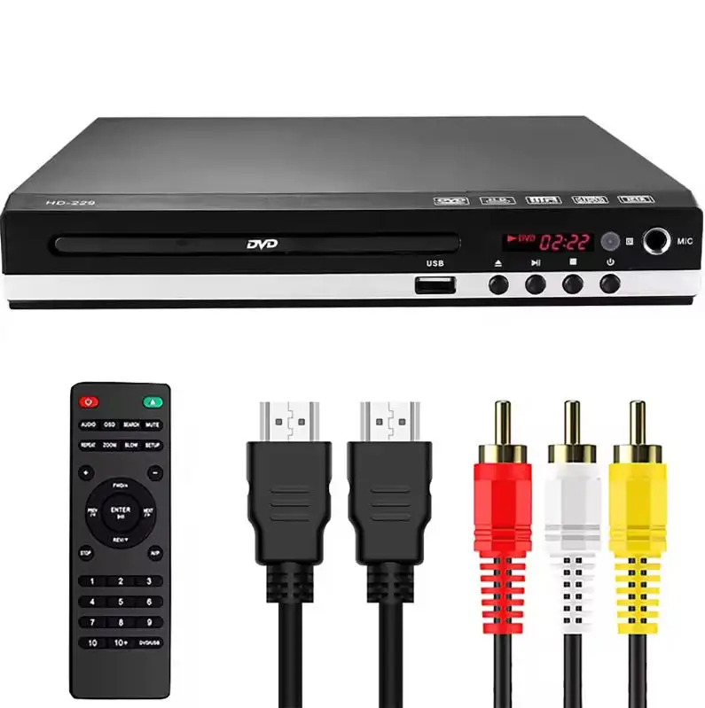 HDMI 1080P DVD Player High Defination Home DVD Player Box For TV All Region Free DVD CD Discs Player AV Output Built-in MIC Port