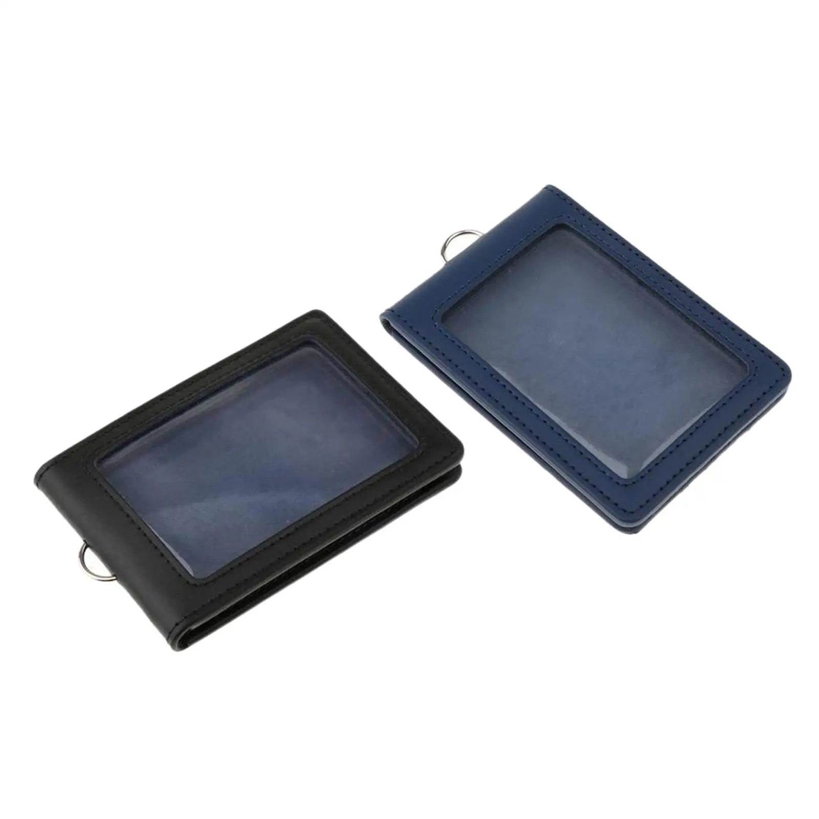 Bifold Office ID Badge Holder Vertical Card Case for Credit Cards Bus Pass and Membership Cards