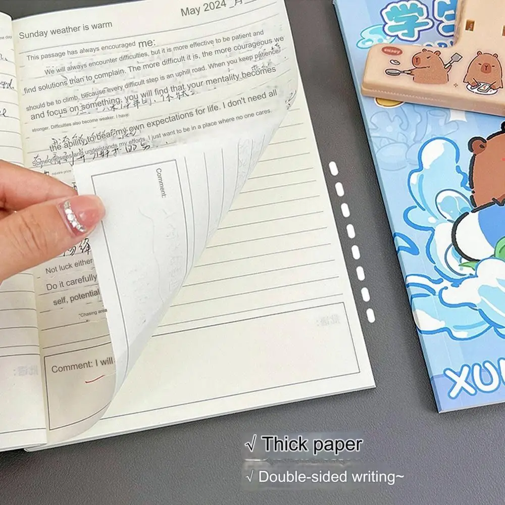 Cute 32K Capybara Diary Cartoon Creative Pupil Composition Books Notepad Weekly Journal Student Stationery Primary School