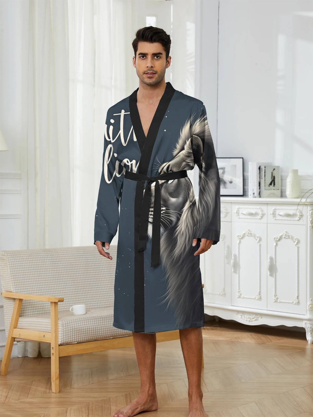 1pcs Men's Robes 2026 Spring/Summer 3D Printed Men's bathrobe Breathable Funny pajamas Graphic Shower robe robe Sleepwear