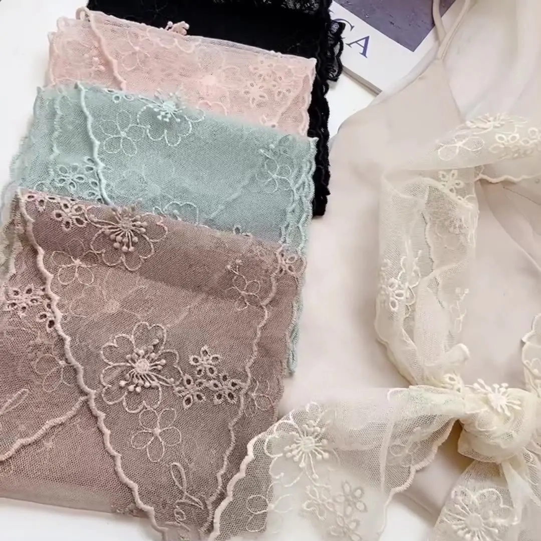 

Lace Streamer Stamen Full Branch Women's Thin Sunscreen Shawl Small Silk Scarf Headband Versatile Spring Diagonal Angle