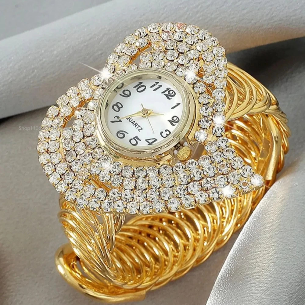 ساعات نسائية ساعة ذهبية ساعات يد للسيدات ماركة فاخرة حجر الراين ساعات يد نسائية Relogio Brasil