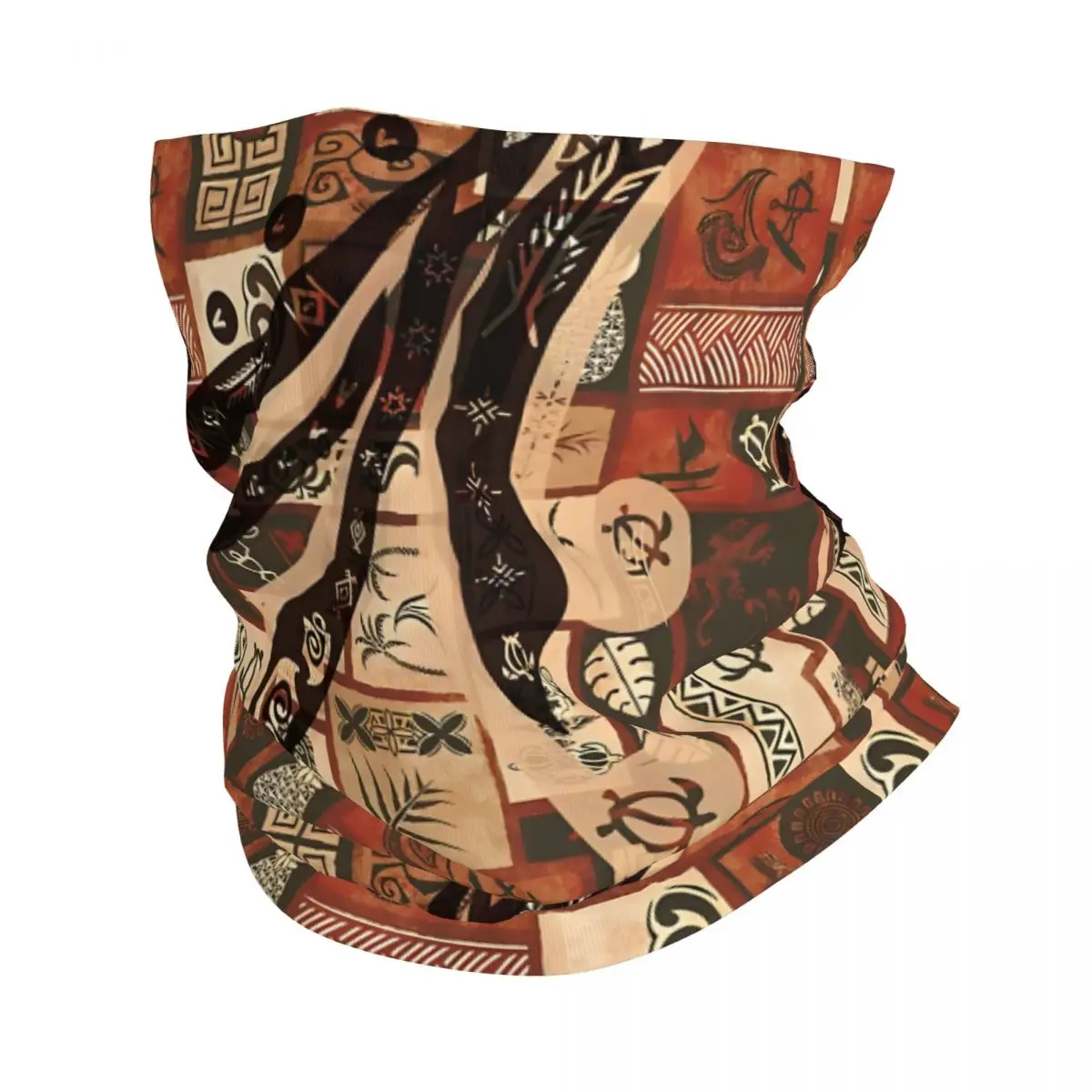 Vintage Samoan Hawaiian Thin Bandana Neck Gaiter Tapa Style Wrap Scarf Headband Neck Cover