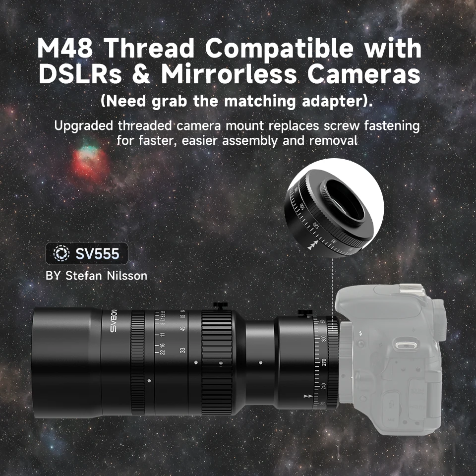 Svbony SV555 Set F/4,5 Vollformat 3-Gruppe 5 Stück Petzval Astrographs APO Astrofotografie mit SV241 oder SV226 – Detail 30