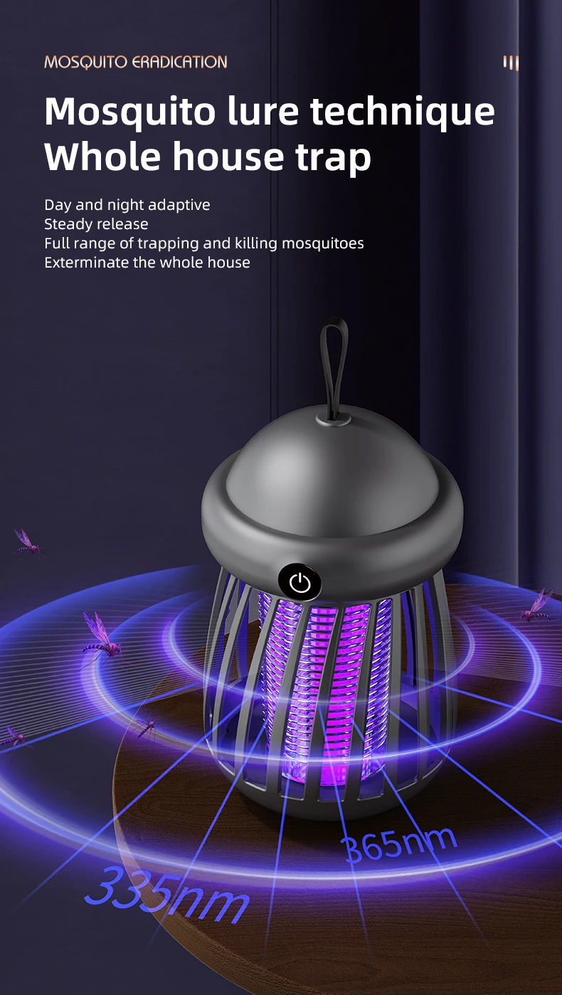 Mückenkiller 2-in-1 UV-Lampe Mückenfänger Nachtlicht USB Wiederaufladbarer Elektrischer Insektenfänger Outdoor-Mückenkiller – Detail 10