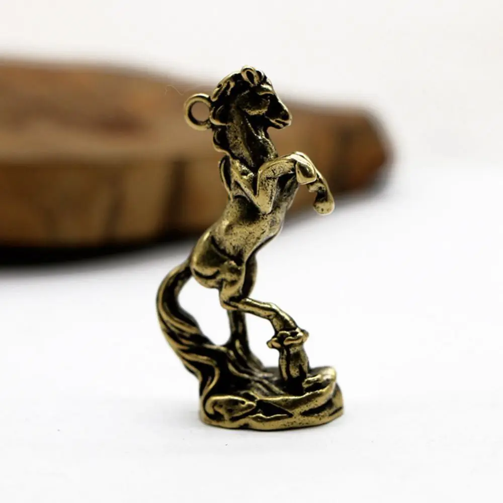 Retro Chinese Style Zodiac Horse Figurines Solid Brass 3D Horse Miniature Antique Simulation Animal Ornament Desk Ornament