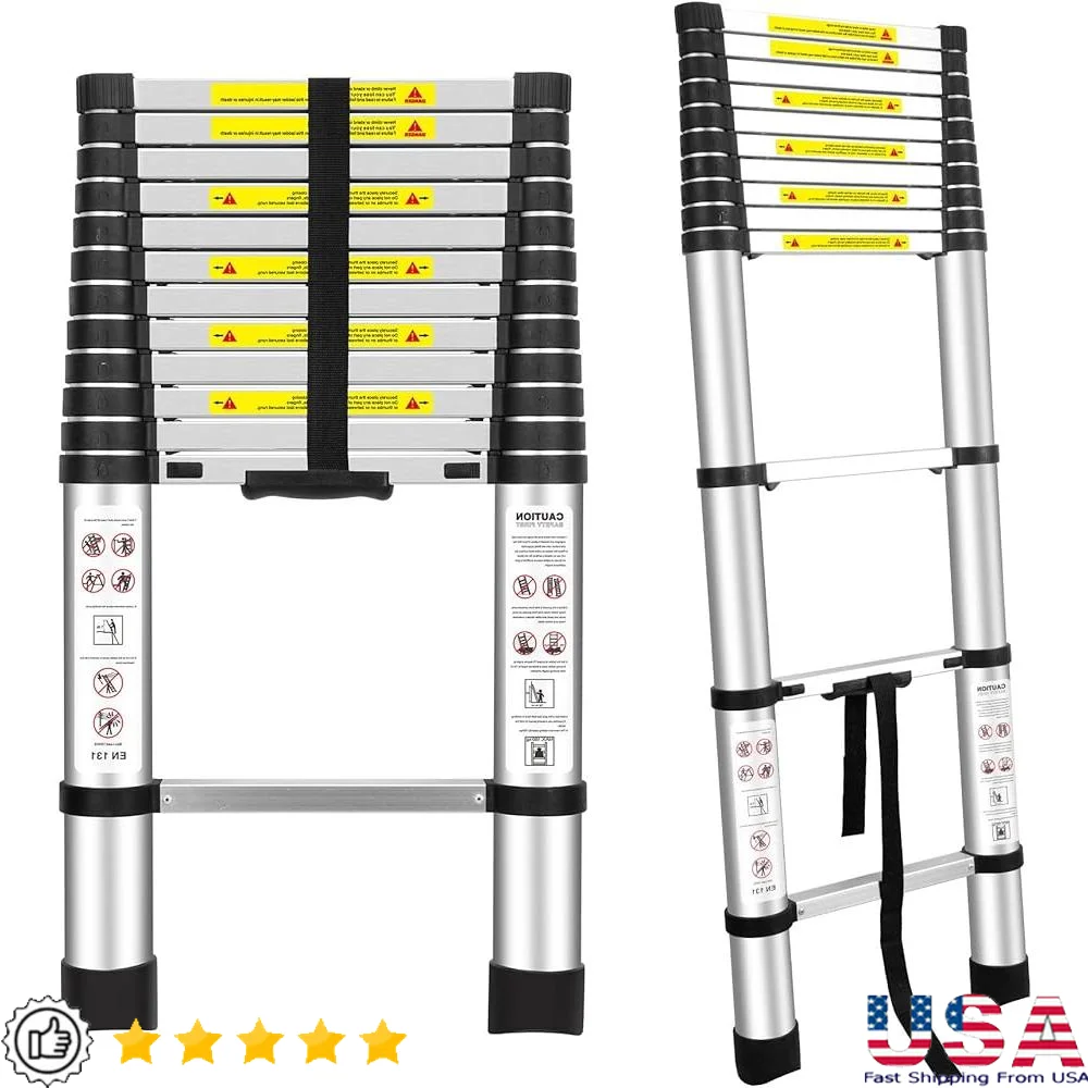 

Telescopic Aluminum Ladder EN131 Certification 12.5ft Multi-Purpose Folding Ladder 150kg Load Lightweight Anti-Slip Design