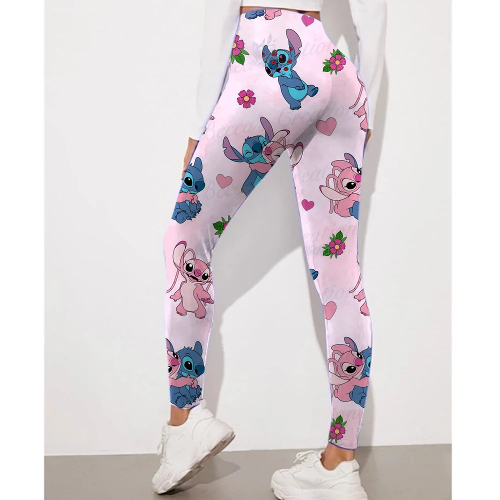 Disney Stitch Printed Yoga Sports Tights Women's Running Pants Sexy Hip Lifting Tights Push Up Pants Gym
