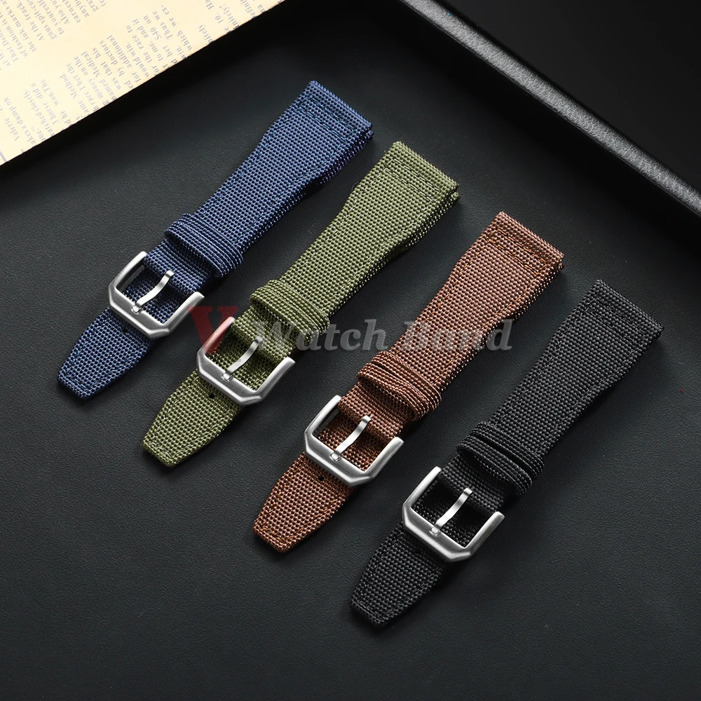 Нейлоновый холщовый ремешок для часов 20 мм, 21 мм, 22 мм для IWC Pilot, мужской спортивный зеленый парусиновый ремешок для часов, сменный браслет для часов