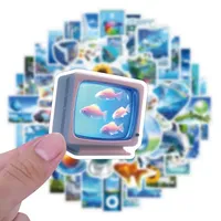 55PCS Frutiger Aero Aesthetic Style Graffiti Sticker Blue Creative Cartoon Decal Luggage Phone Guitar Cup Classic Kid Toys Gifts