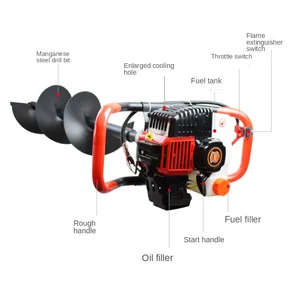Small Hole Digging Machine High Power Tree Planting Digging Machine Hole Piling Machine Two Stroke Gasoline Ground Drill 8 Main Sales Ground Hole Opening Machine - №6