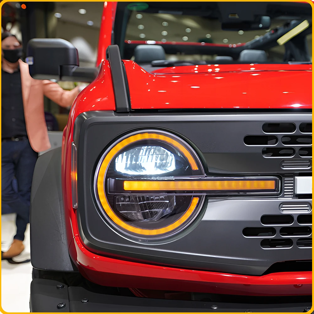 Светодиодные фары дневного света (DRL) в сборе для Ford Bronco U725 2021-2024, с проекционными линзами, система Plug and Play, автомобильные аксессуары.
