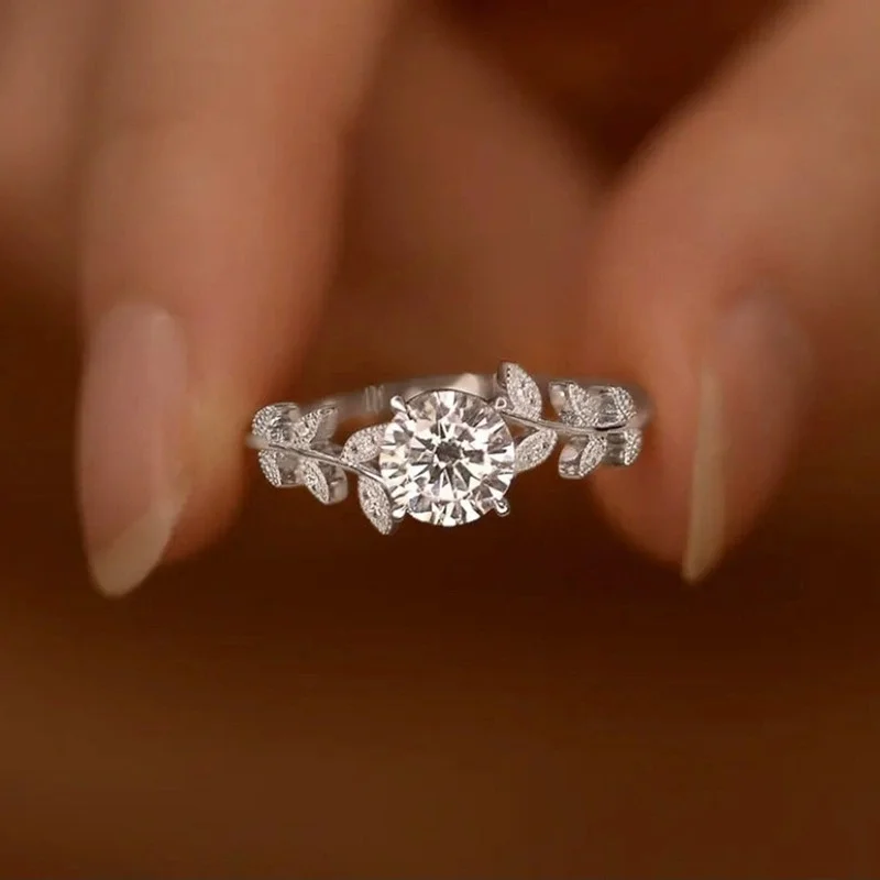 Anillo fresco vendedor caliente del anillo del circón del conjunto de la flor del rama de Laurel cumpleaños fresco de la muchacha hermosa |   Fiesta |   Accesorios de joyería navideña